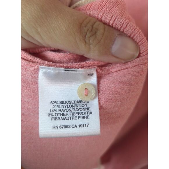 Sigrid Olsen Women Pink w/White Trim Silk Blend 2 Piece Top/Cardigan Set size 3X - Picture 7 of 8